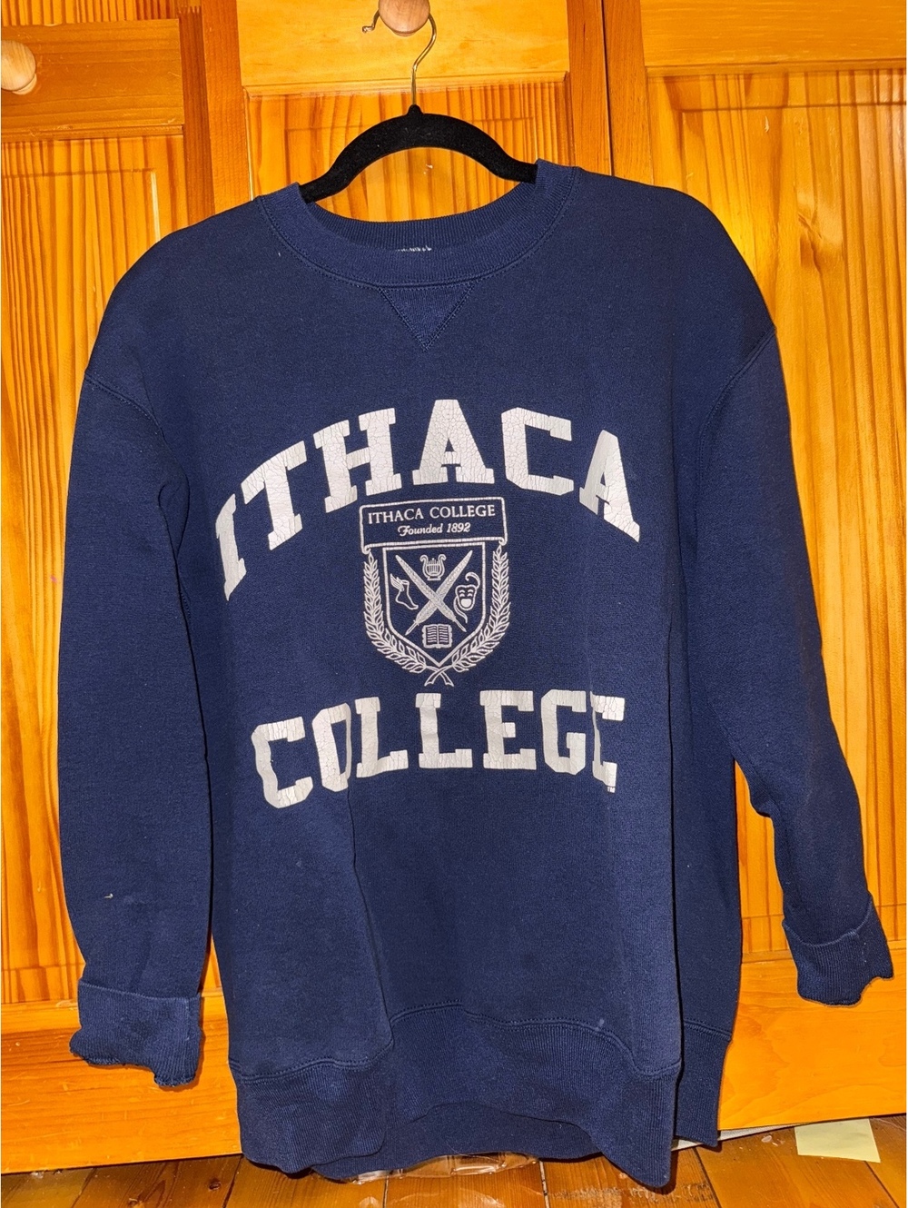 Vintage Russell Athletic Ithaca College navy sweatshirt